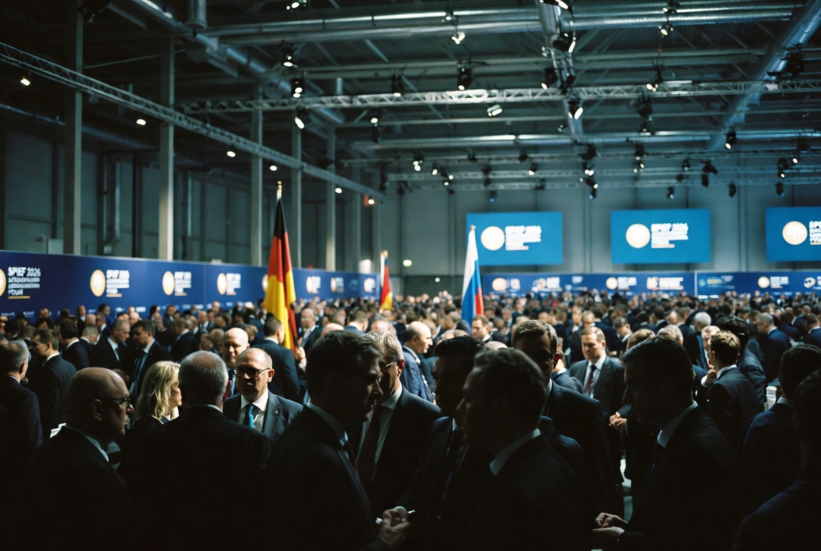 Gedränge auf dem Wirtschaftsforum in St. Petersburg